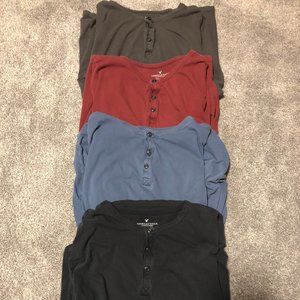 American Eagle Men's Pima Cotton Henley Shirts Bundle